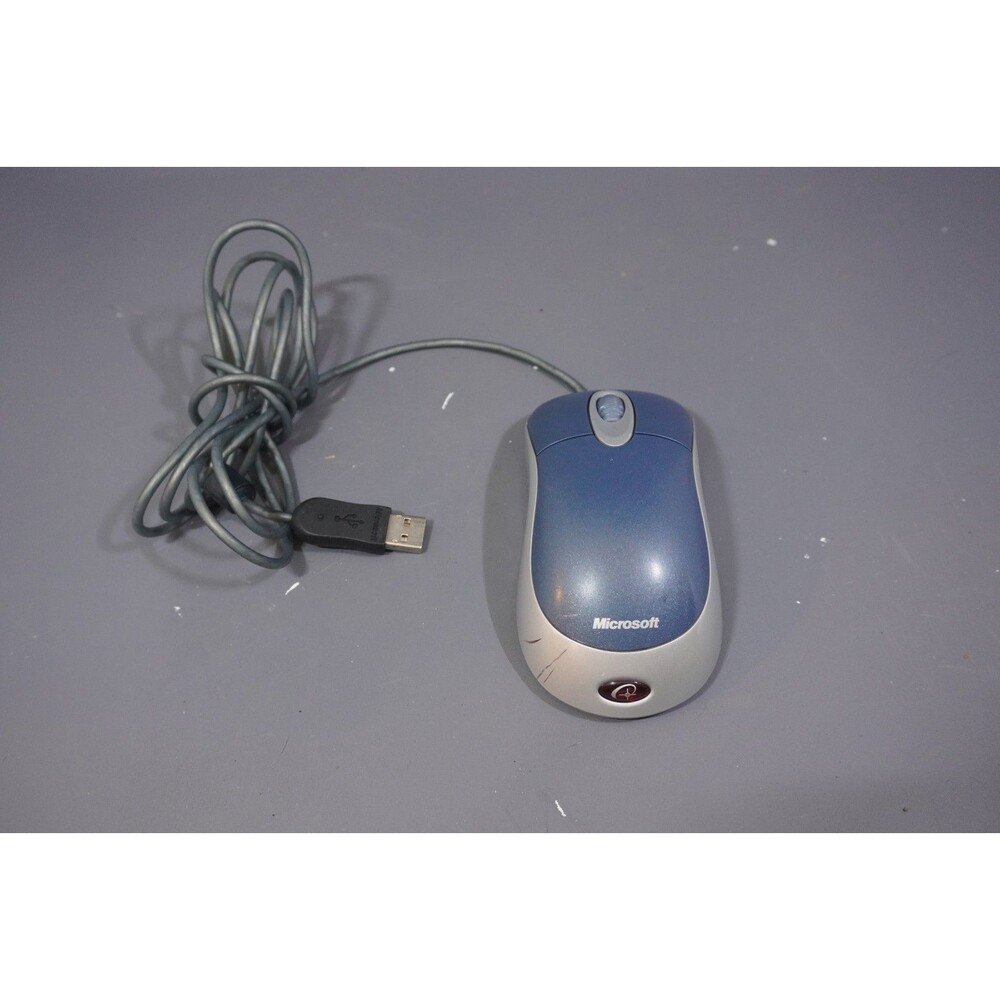 Microsoft Optical Mouse Blue USB And PS/2 Compatible Used Vintage Retro